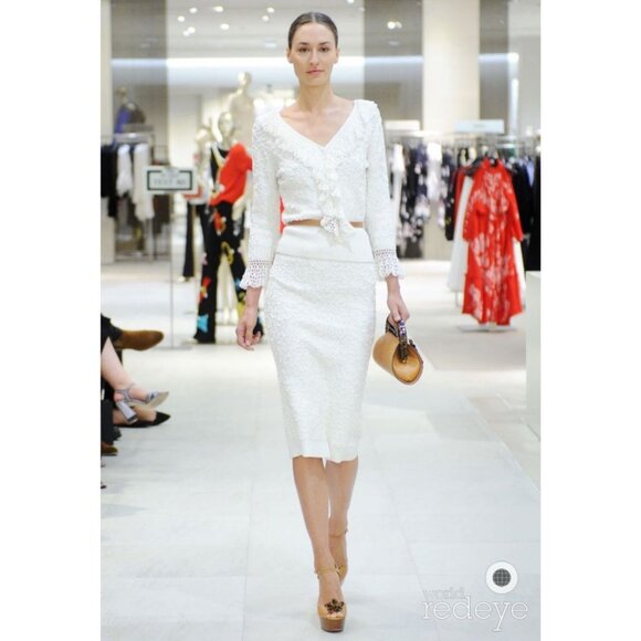 Michael Kors Collection Runway Soutache Stretch Viscose Top White Size XL - Picture 2 of 8